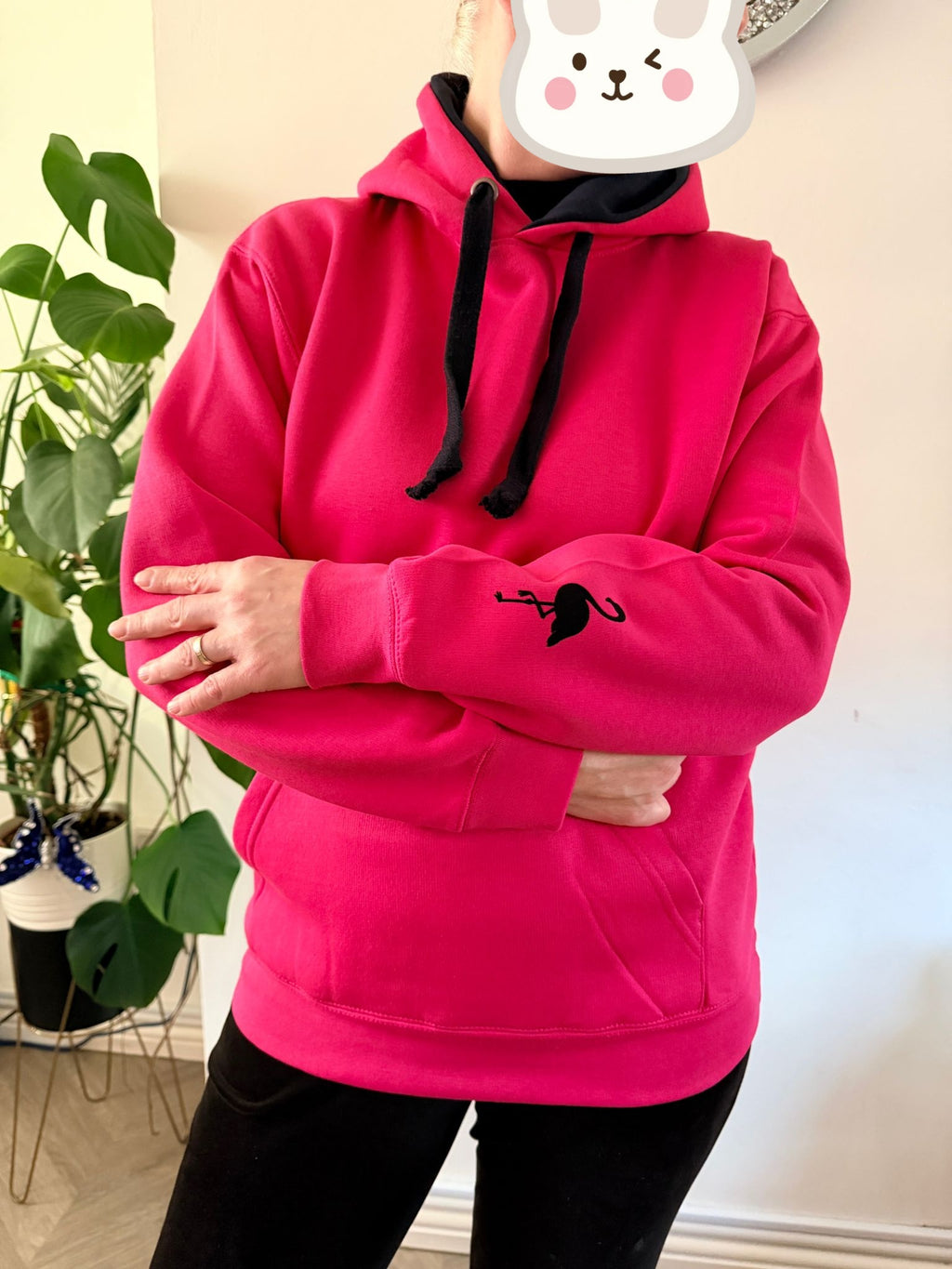 Personalised Palm Tree & Flamingo Premium Contrast Hoodie