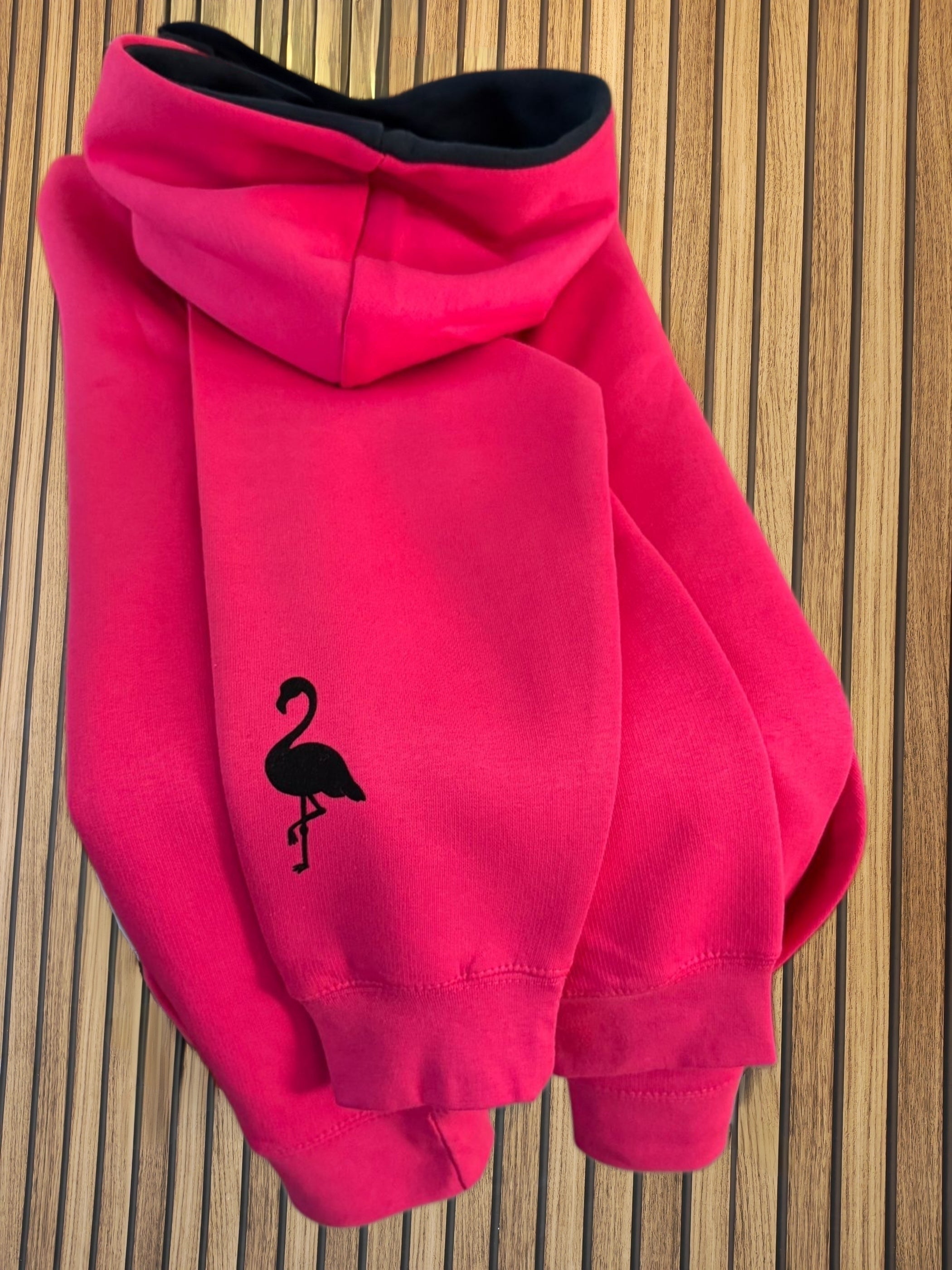 Personalised Palm Tree & Flamingo Premium Contrast Hoodie